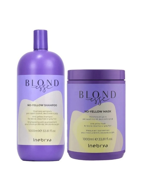 SET PENTRU INTRETINEREA Parului Blond No-yellow- INEBRYA-( Sampon 1L, Masca 1L)