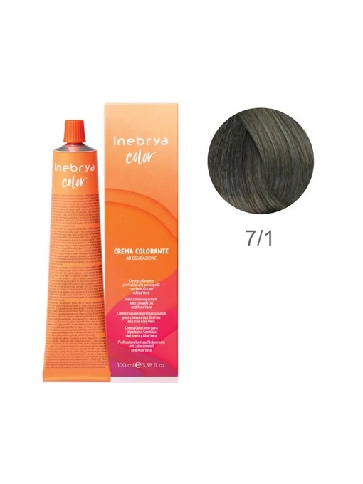 Vopsea inebrya 100 ml - 7/1 (blond mediu cu reflex de cenusiu)