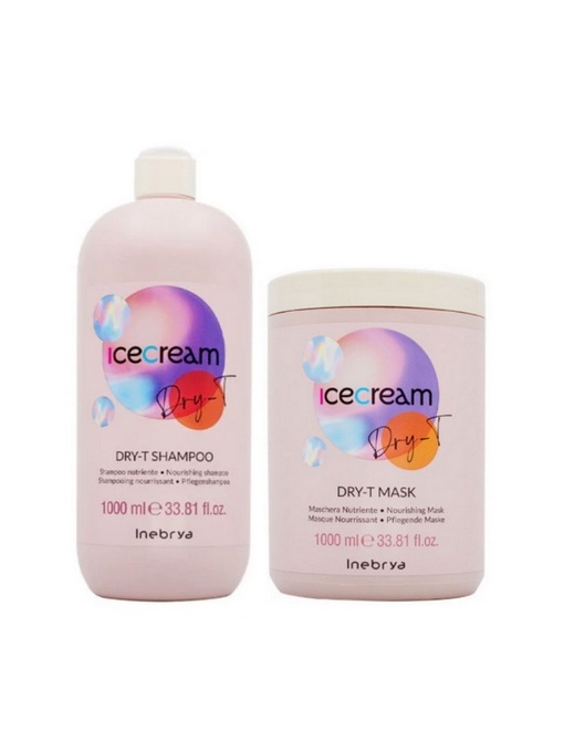 SET pentru hidratarea parului Dry-T -inebrya -( sampon 1 L , masca 1 L)