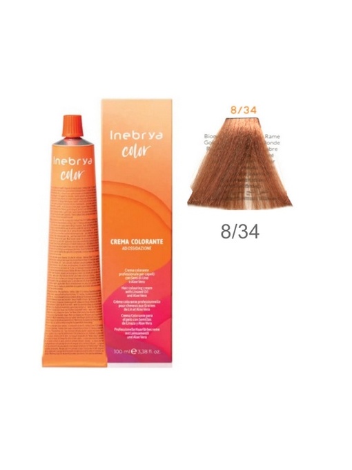 Vopsea inebrya 100 ml - 8/34 ( auriu cu reflex de aramiu)