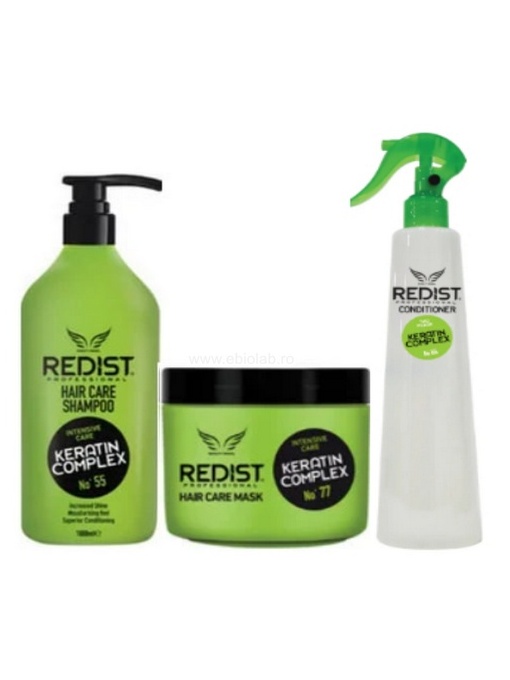 KIT Restructurant cu Keratina REDIST ( Sampon 1 L , Masca 500 ml, Balsam bifazic 400 ml)