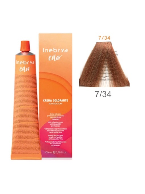 Vopsea inebrya 100 ml - 7/34 ( auriu cu reflex de aramiu)