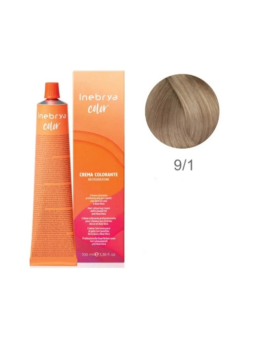 Vopsea inebrya 100 ml - 9/1 (blond foarte deschis cu reflex de cenusiu)