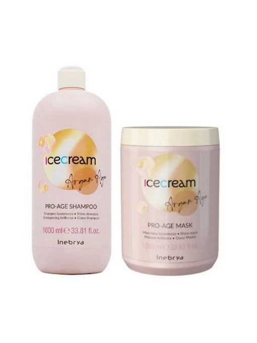 SET pentru hidratarea si stralucirea parului cu Argan-inebrya -( sampon 1 L , masca 1 L)