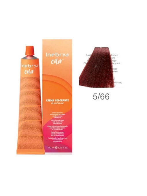 Vopsea inebrya 100 ml - 5/66F LIGHT CHESTNUT RED FIRE
