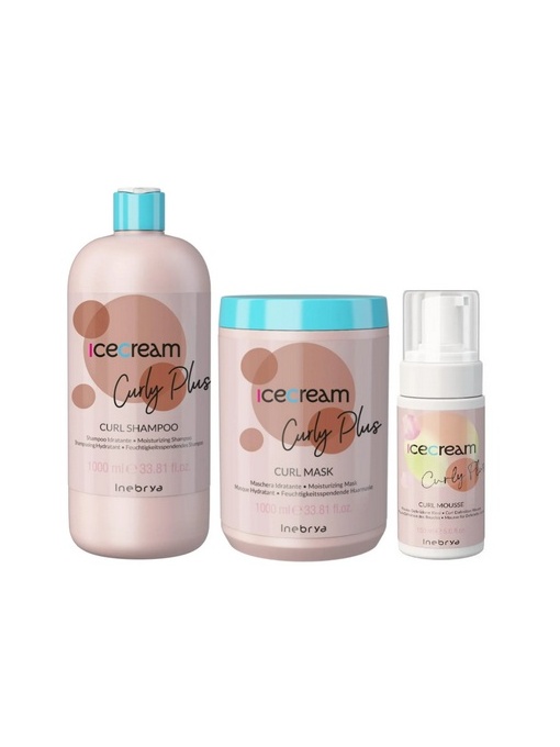 SET PENTRU INTRETINEREA PARULUI CRET- INEBRYA-( Sampon 1L, Masca 1L, Spuma 150 ml)