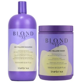 SET PENTRU INTRETINEREA Parului Blond No-yellow- INEBRYA-( Sampon 1L, Masca 1L)
