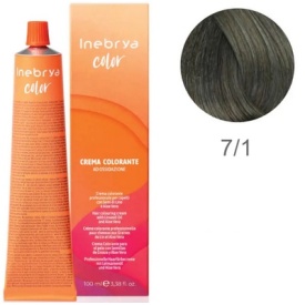 Vopsea inebrya 100 ml - 7/1 (blond mediu cu reflex de cenusiu)