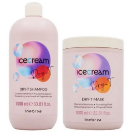 SET pentru hidratarea parului Dry-T -inebrya -( sampon 1 L , masca 1 L)