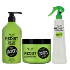 KIT Restructurant cu Keratina REDIST ( Sampon 1 L , Masca 475ml, Balsam bifazic 400 ml)