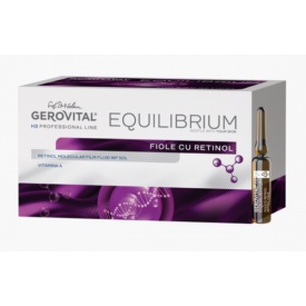 Fiole Antirid cu Retinol și Vitamina A cu Efect de Reînnoire Celulară și Fermitate, Gerovital H3 Equilibrium, 20 fiole x 2 ml