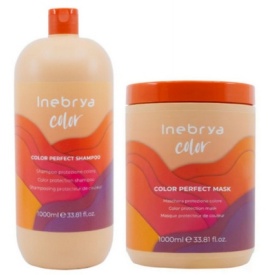 SET pentru protectia si revigorarea culorii parului -inebrya -( sampon 1 L , masca 1 L)