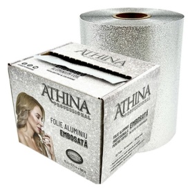 Folie aluminiu Embosata 12,7cm x 100metri ARGINTIE cu cutter - ATHINA