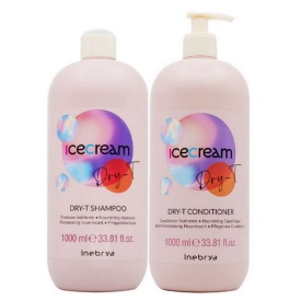 SET hidratant pentru par Dry-T -inebrya -( sampon 1 L , Balsam 1 L)