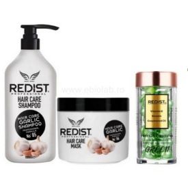 Kit Redist-Redone profesional cu extract de usturoi (Sampon 1000 ML, Masca 475 ML ,Capsule green)