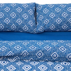 Lenjerie dubla 100% bumbac 4 piese, Blu - Img 3