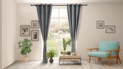 Set 2 draperii catifea 140x270 cm - Gri - Img 1