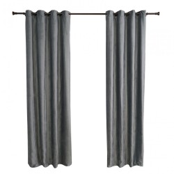 Set 2 draperii catifea 140x270 cm - Gri - Img 2