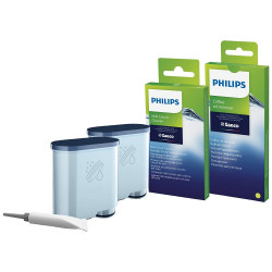 Kit intretinere pentru espressor Philips CA6707/10 2 filtre AquaClean si tub lubrifiere 6 plicuri curatare lapte 6 tablete indepartare ulei - Img 2