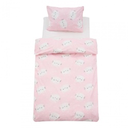 Set de pat single bumbac, 92 gsm, Cat - Img 3