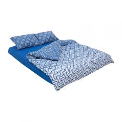 Lenjerie dubla 100% bumbac 4 piese, Blu - Img 2