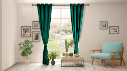 SET 2 DRAPERII CATIFEA 140X270 CM VERDE - Img 1