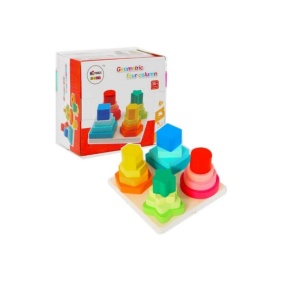 Puzzle Montessori din Lemn cu Forme Geometrice și Culori, 3+ Ani
