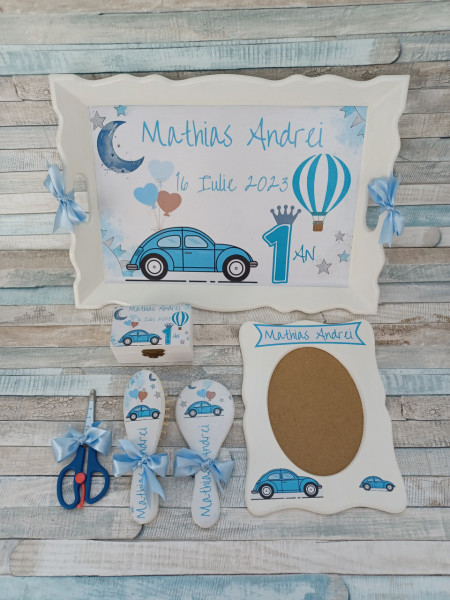 Set mot Set turta 1 an – pachet personalizat – Masinuta
