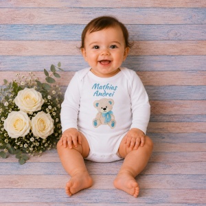 Body personalizat nume - Teddy Bear Bleu