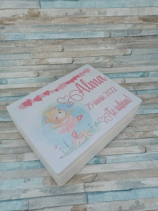 Cufar personalizat / cutie trusou din lemn pentru trusou  Ursulet,dimensiune 40/30/10 cm