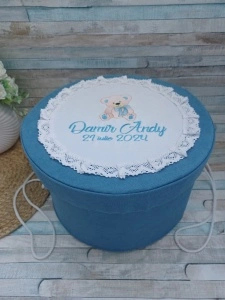 Cutie trusou botez personalizata Ursulet Bleu