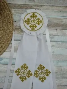 Paterita Crucea Patriarhală brodata integral 55 cm