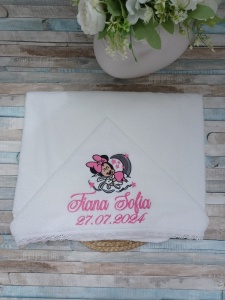 Prosop cu gluga personalizat Minnie Sleep 60x125cm