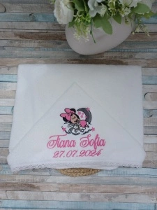 Prosop cu gluga personalizat Minnie Sleep 60x125cm
