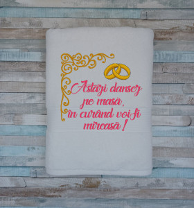 Prosop personalizat dimensiune 50x100cm .In curand voi fi mireasa