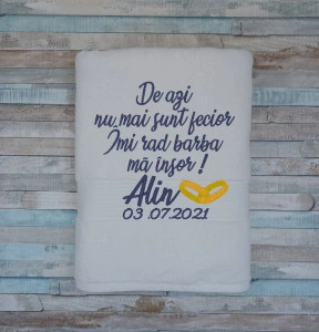 Prosop pentru mire brodat De azi nu mai sunt fecior 70x140cm