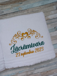Set 2 prosoape personalizate Nume Monograma Inima