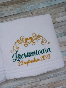 Set 2 prosoape personalizate Nume Monograma Inima
