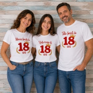 Set 3 tricouri aniversare 18 ani Viata incepe la 18 ani