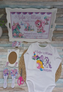 Set mot Set turta 1 an – pachet personalizat – Unicorn