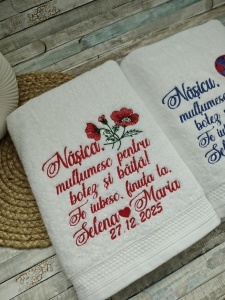 Set prosoape Cadou Nasi Botez Multumesc pentru botez si baita 70x140 cm