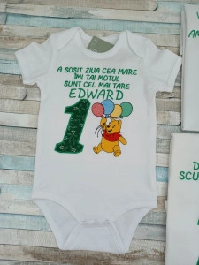 Set tricouri aniversare 1 an ,Winnie Verde