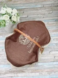 Stergar brodat pentru cos Nasterea Domnului -Sarbatori binecuvantate maron