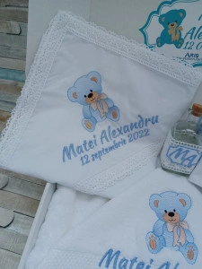 Trusou botez Ursulet Bleu Teddy Bear ,8 piese