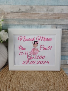 Cadou nou nascut -Rama personalizata date de nastere Balerina