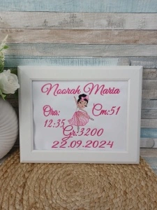 Cadou nou nascut -Rama personalizata date de nastere Balerina