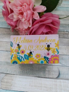 Cutie suvita botez personalizata Albinuta