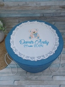 Cutie trusou botez personalizata Ursulet Bleu