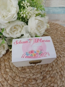 Cutiuta prima suvita botez personalizata Lebada