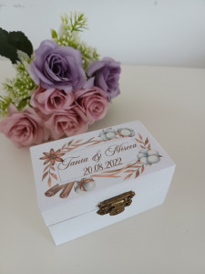 Cutiuta verighete personalizata – Flori bumbac